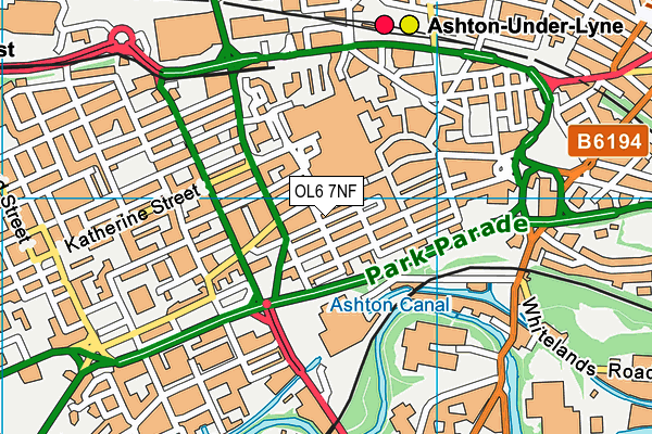 OL6 7NF map - OS VectorMap District (Ordnance Survey)