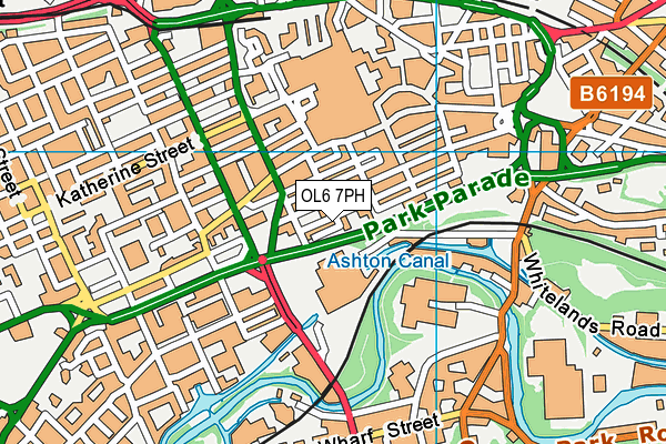 OL6 7PH map - OS VectorMap District (Ordnance Survey)