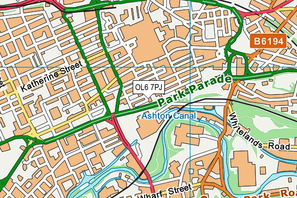 OL6 7PJ map - OS VectorMap District (Ordnance Survey)