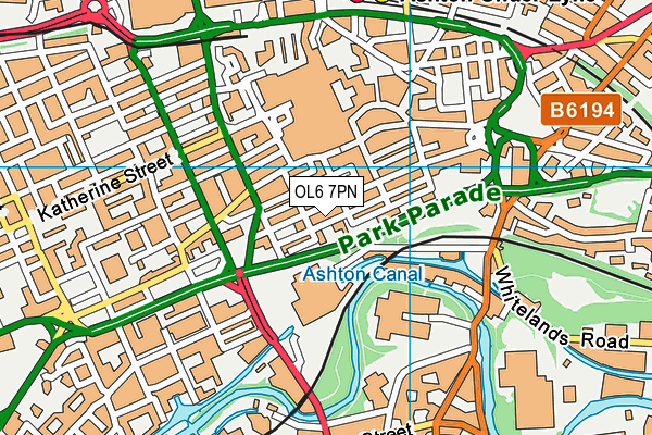 OL6 7PN map - OS VectorMap District (Ordnance Survey)