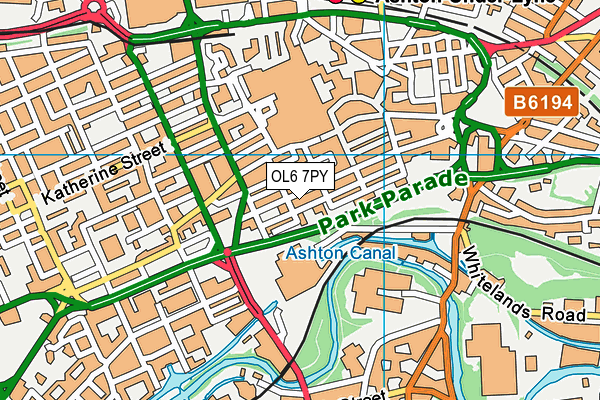 OL6 7PY map - OS VectorMap District (Ordnance Survey)