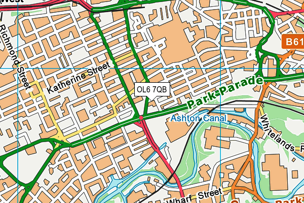 OL6 7QB map - OS VectorMap District (Ordnance Survey)