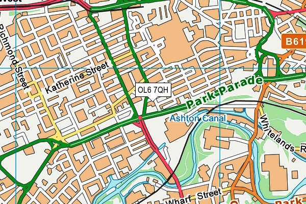 OL6 7QH map - OS VectorMap District (Ordnance Survey)