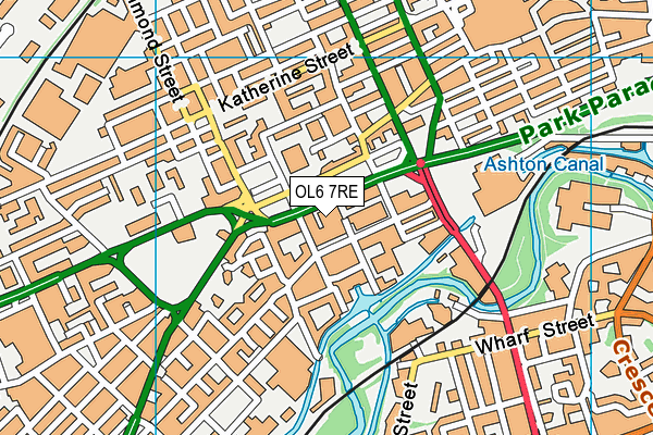 OL6 7RE map - OS VectorMap District (Ordnance Survey)