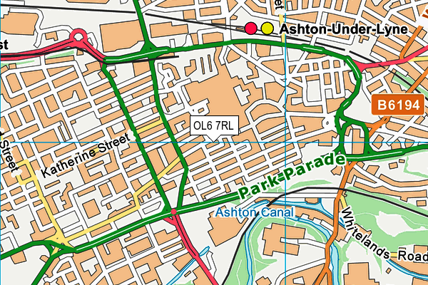 OL6 7RL map - OS VectorMap District (Ordnance Survey)