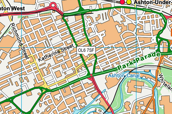 OL6 7SF map - OS VectorMap District (Ordnance Survey)