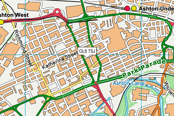 OL6 7SJ map - OS VectorMap District (Ordnance Survey)