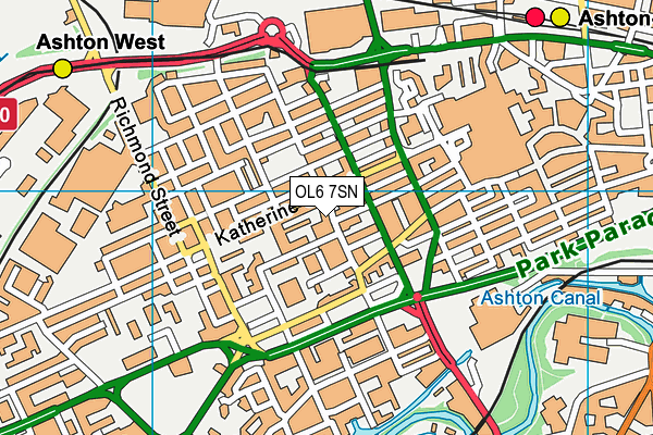 OL6 7SN map - OS VectorMap District (Ordnance Survey)