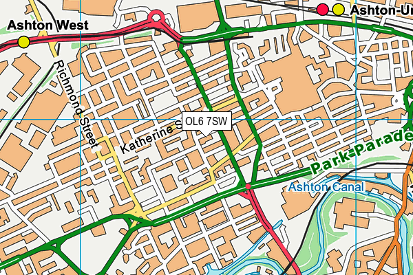 OL6 7SW map - OS VectorMap District (Ordnance Survey)