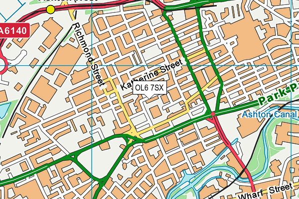 Olympic Sport Gymnasium map (OL6 7SX) - OS VectorMap District (Ordnance Survey)