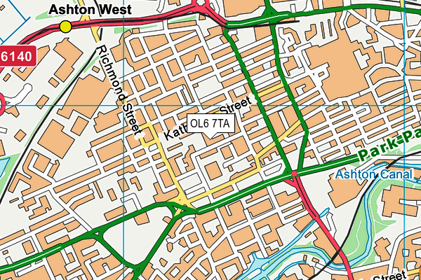 OL6 7TA map - OS VectorMap District (Ordnance Survey)