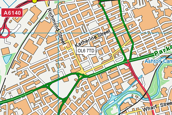OL6 7TD map - OS VectorMap District (Ordnance Survey)