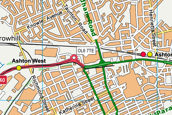 OL6 7TE map - OS VectorMap District (Ordnance Survey)