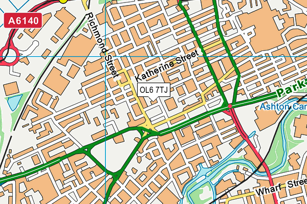 OL6 7TJ map - OS VectorMap District (Ordnance Survey)