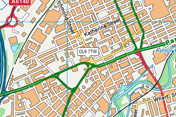 OL6 7TW map - OS VectorMap District (Ordnance Survey)