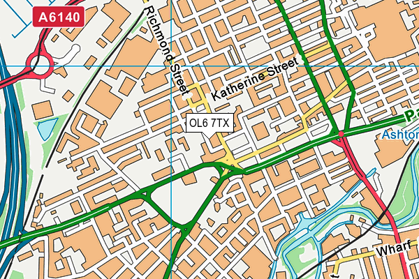 OL6 7TX map - OS VectorMap District (Ordnance Survey)