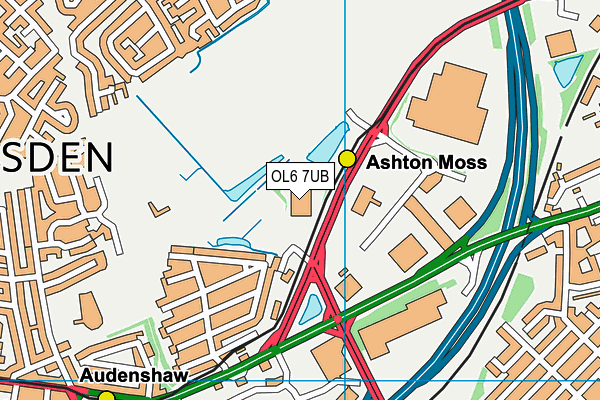 OL6 7UB map - OS VectorMap District (Ordnance Survey)