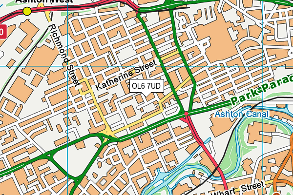 OL6 7UD map - OS VectorMap District (Ordnance Survey)