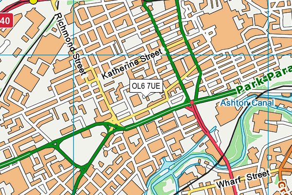 OL6 7UE map - OS VectorMap District (Ordnance Survey)