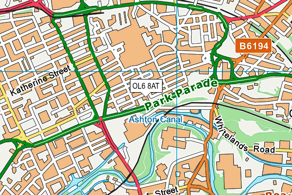 OL6 8AT map - OS VectorMap District (Ordnance Survey)