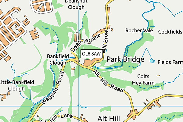 OL6 8AW map - OS VectorMap District (Ordnance Survey)