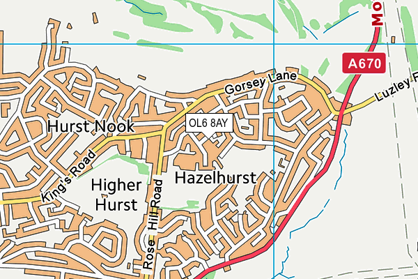 OL6 8AY map - OS VectorMap District (Ordnance Survey)