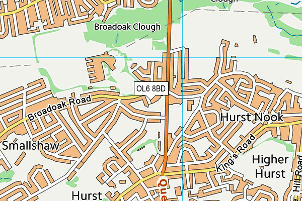 OL6 8BD map - OS VectorMap District (Ordnance Survey)