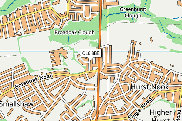 OL6 8BE map - OS VectorMap District (Ordnance Survey)