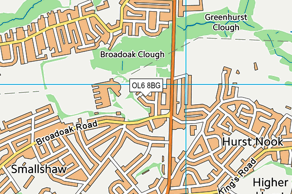 OL6 8BG map - OS VectorMap District (Ordnance Survey)