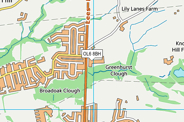 St Damian's RC Science College map (OL6 8BH) - OS VectorMap District (Ordnance Survey)