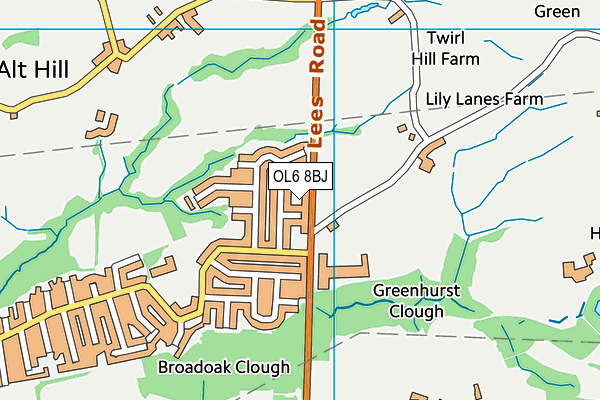 OL6 8BJ map - OS VectorMap District (Ordnance Survey)