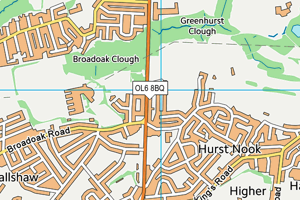 OL6 8BQ map - OS VectorMap District (Ordnance Survey)