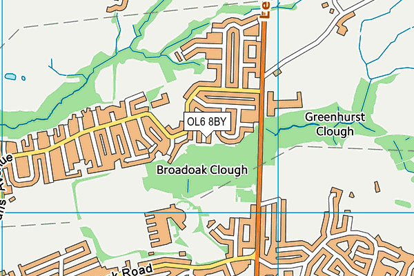 OL6 8BY map - OS VectorMap District (Ordnance Survey)