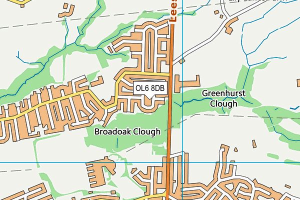 OL6 8DB map - OS VectorMap District (Ordnance Survey)