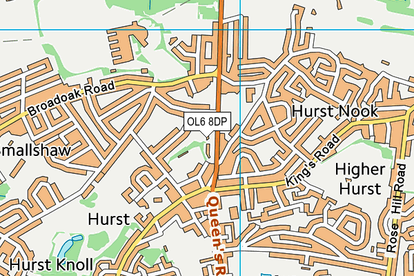 OL6 8DP map - OS VectorMap District (Ordnance Survey)