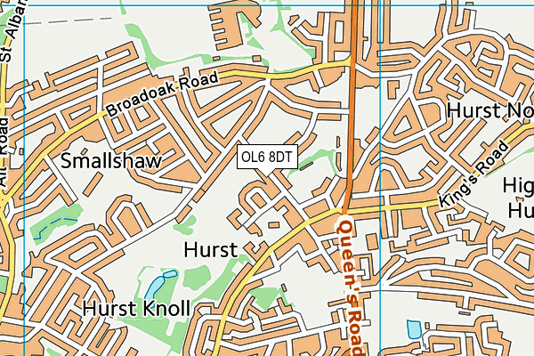 OL6 8DT map - OS VectorMap District (Ordnance Survey)