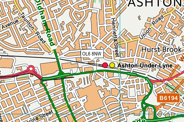 OL6 8NW map - OS VectorMap District (Ordnance Survey)