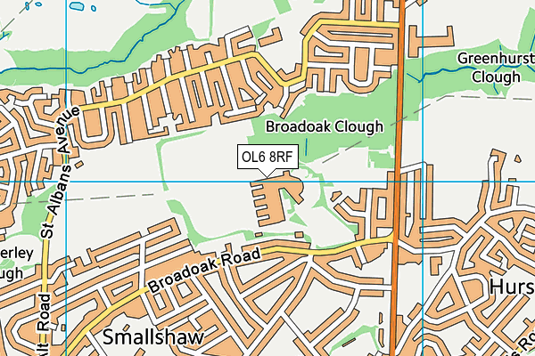 Samuel Laycock School map (OL6 8RF) - OS VectorMap District (Ordnance Survey)