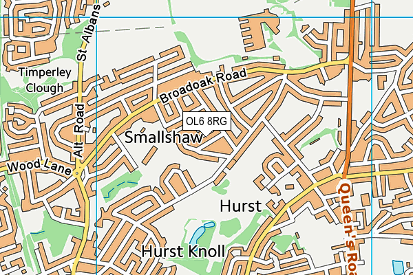 OL6 8RG map - OS VectorMap District (Ordnance Survey)