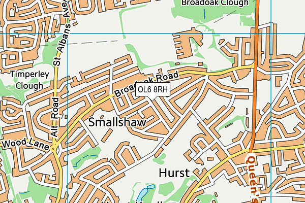 OL6 8RH map - OS VectorMap District (Ordnance Survey)