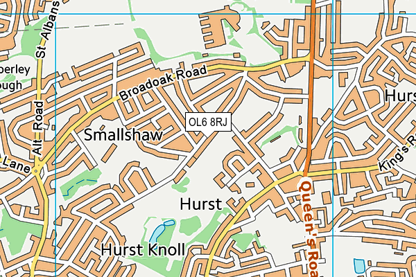 OL6 8RJ map - OS VectorMap District (Ordnance Survey)