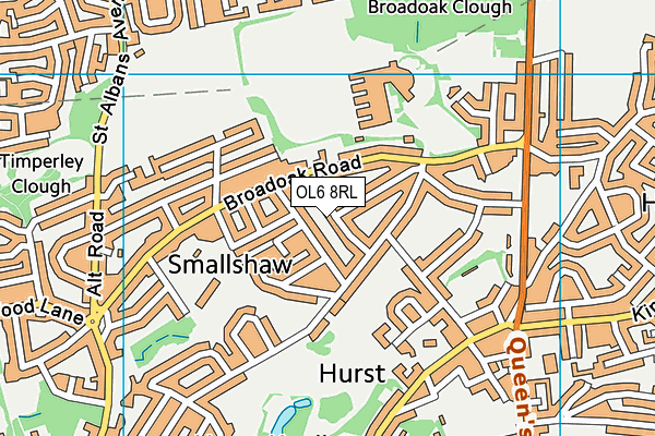 OL6 8RL map - OS VectorMap District (Ordnance Survey)