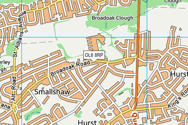 Broadoak Sports Centre (Closed) map (OL6 8RP) - OS VectorMap District (Ordnance Survey)