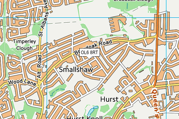 OL6 8RT map - OS VectorMap District (Ordnance Survey)