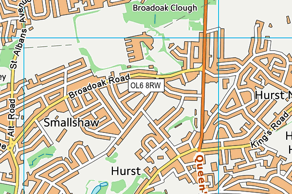 OL6 8RW map - OS VectorMap District (Ordnance Survey)