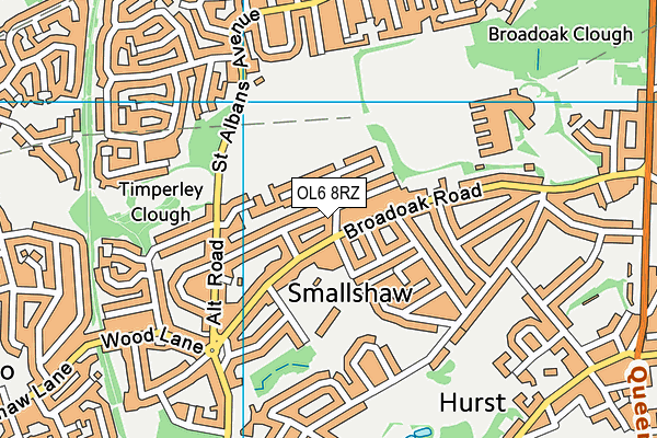 OL6 8RZ map - OS VectorMap District (Ordnance Survey)