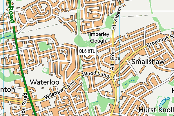 OL6 8TL map - OS VectorMap District (Ordnance Survey)