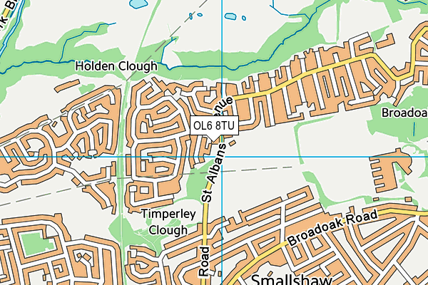OL6 8TU map - OS VectorMap District (Ordnance Survey)