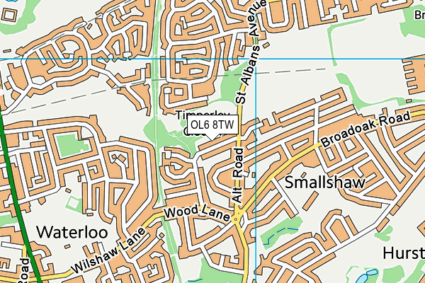 OL6 8TW map - OS VectorMap District (Ordnance Survey)