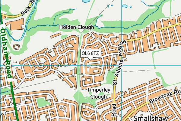 OL6 8TZ map - OS VectorMap District (Ordnance Survey)